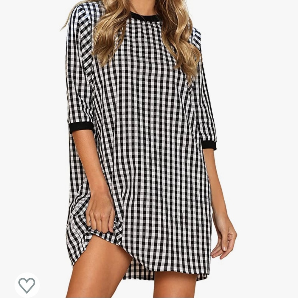 Black and white plaid t-shirt dress